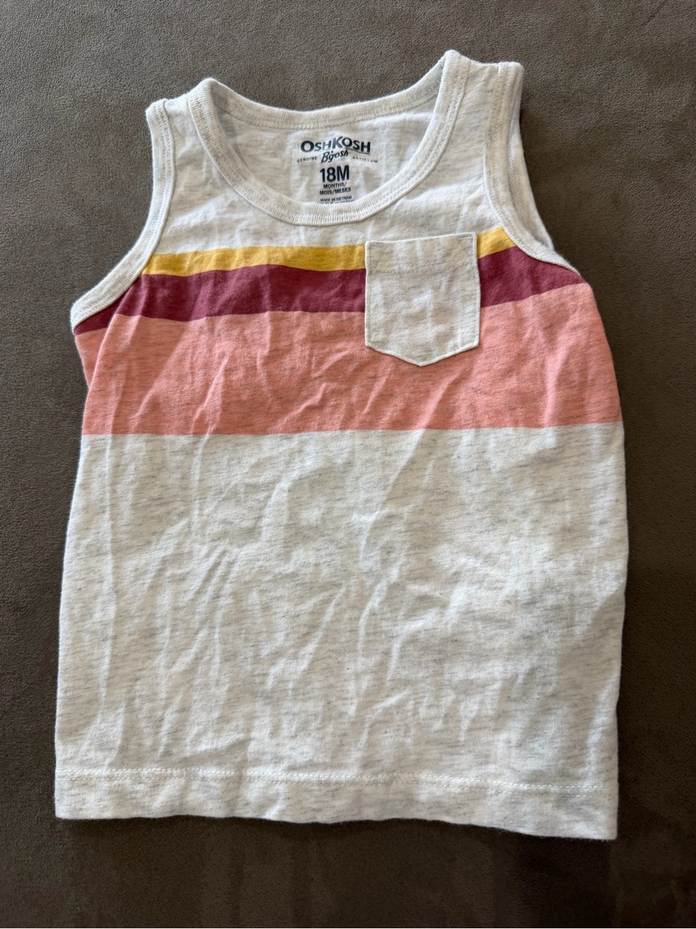 OshKosh B'gosh White Tank with Pink, Maroon & Yellow Stripes